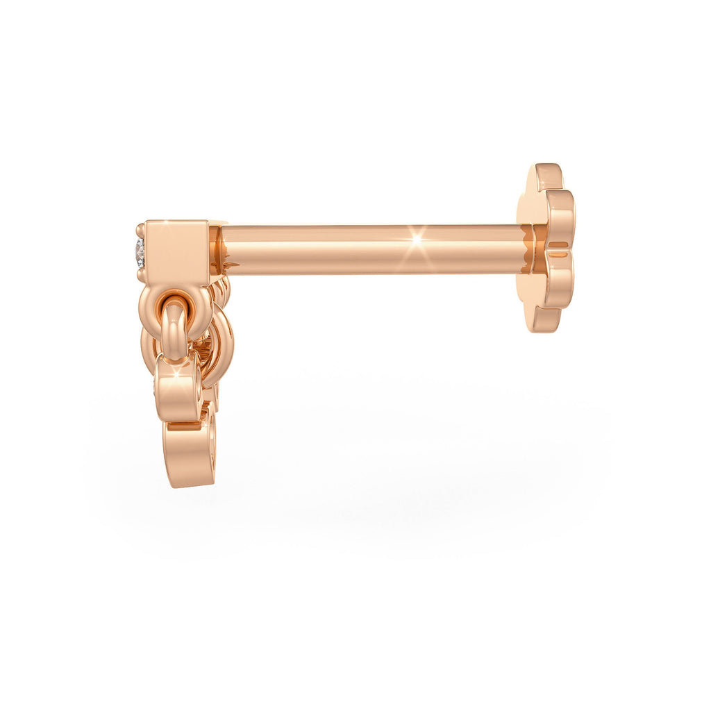 Petite diamond heart nose stud in 18ct rose gold