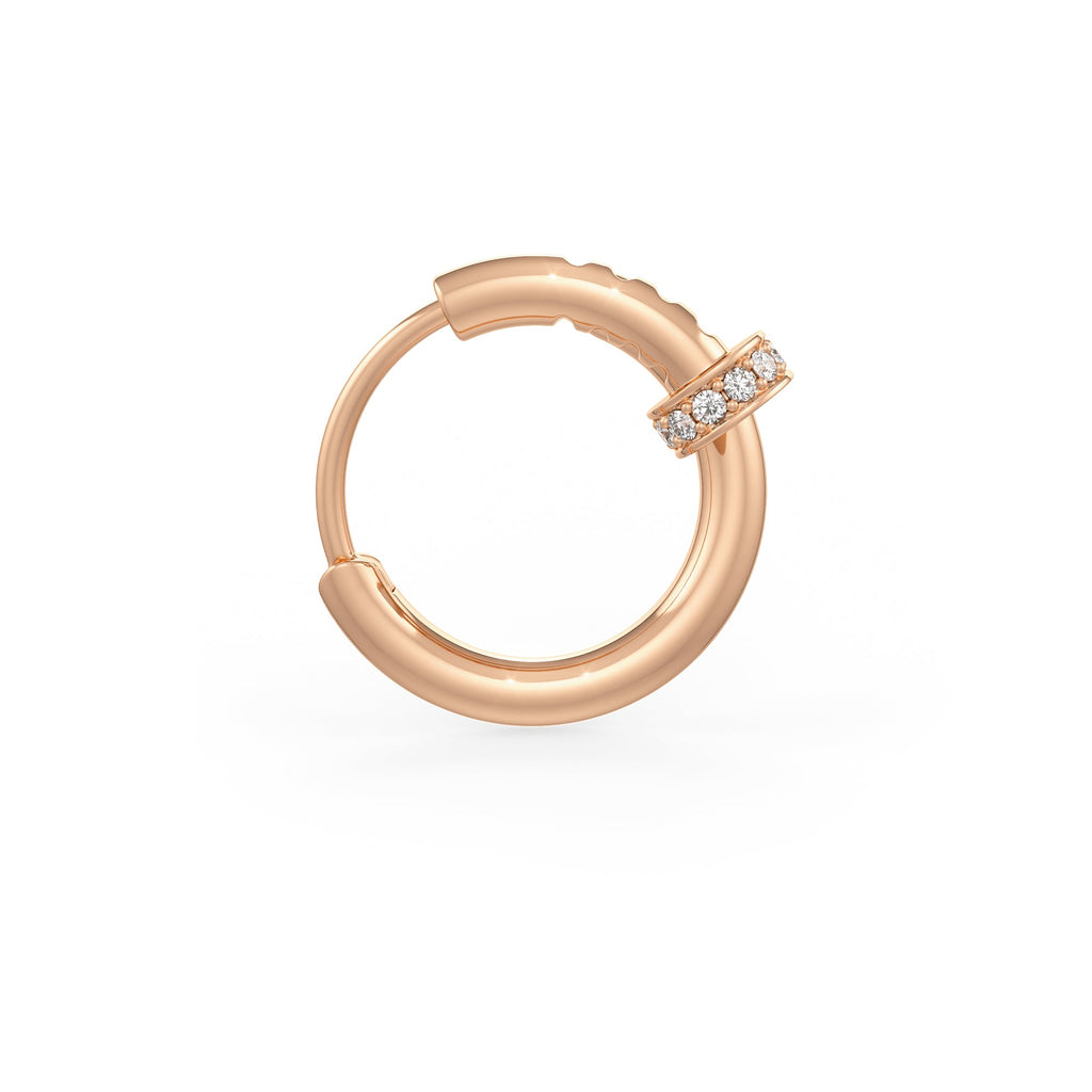 Diamond Nail Hoop Cartilage Earring 10mm in 18ct Rose Gold