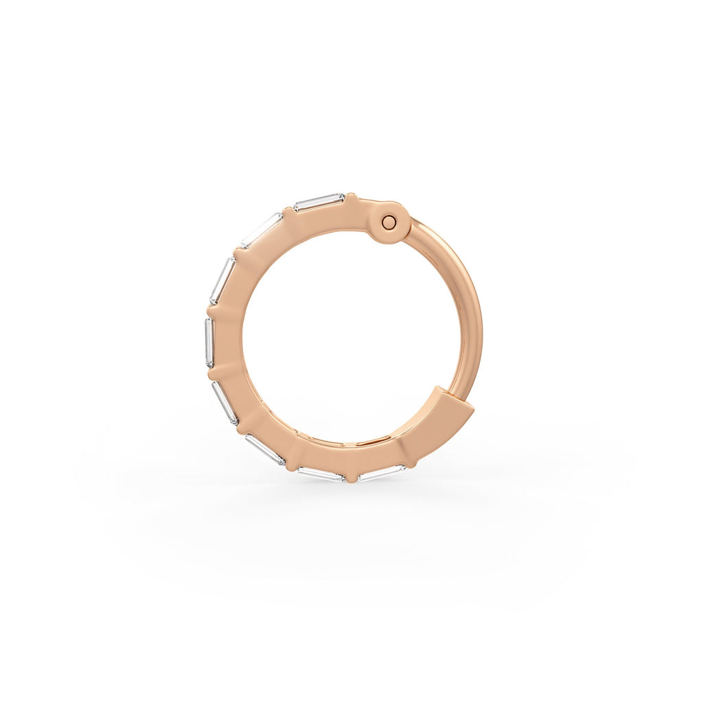0.15ct diamond nose hoop showcasing baguette cut design