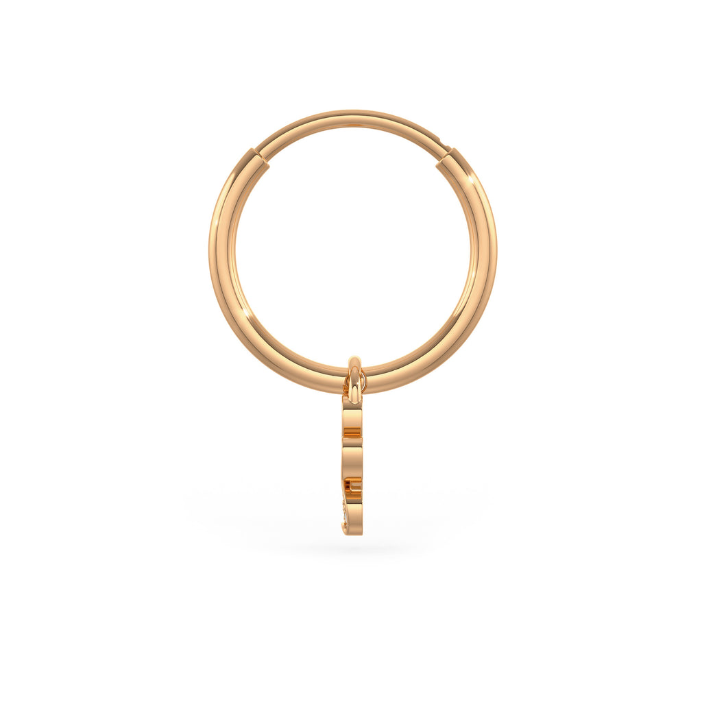 Diamond Paw Charm Hoop Earrings Rose Gold