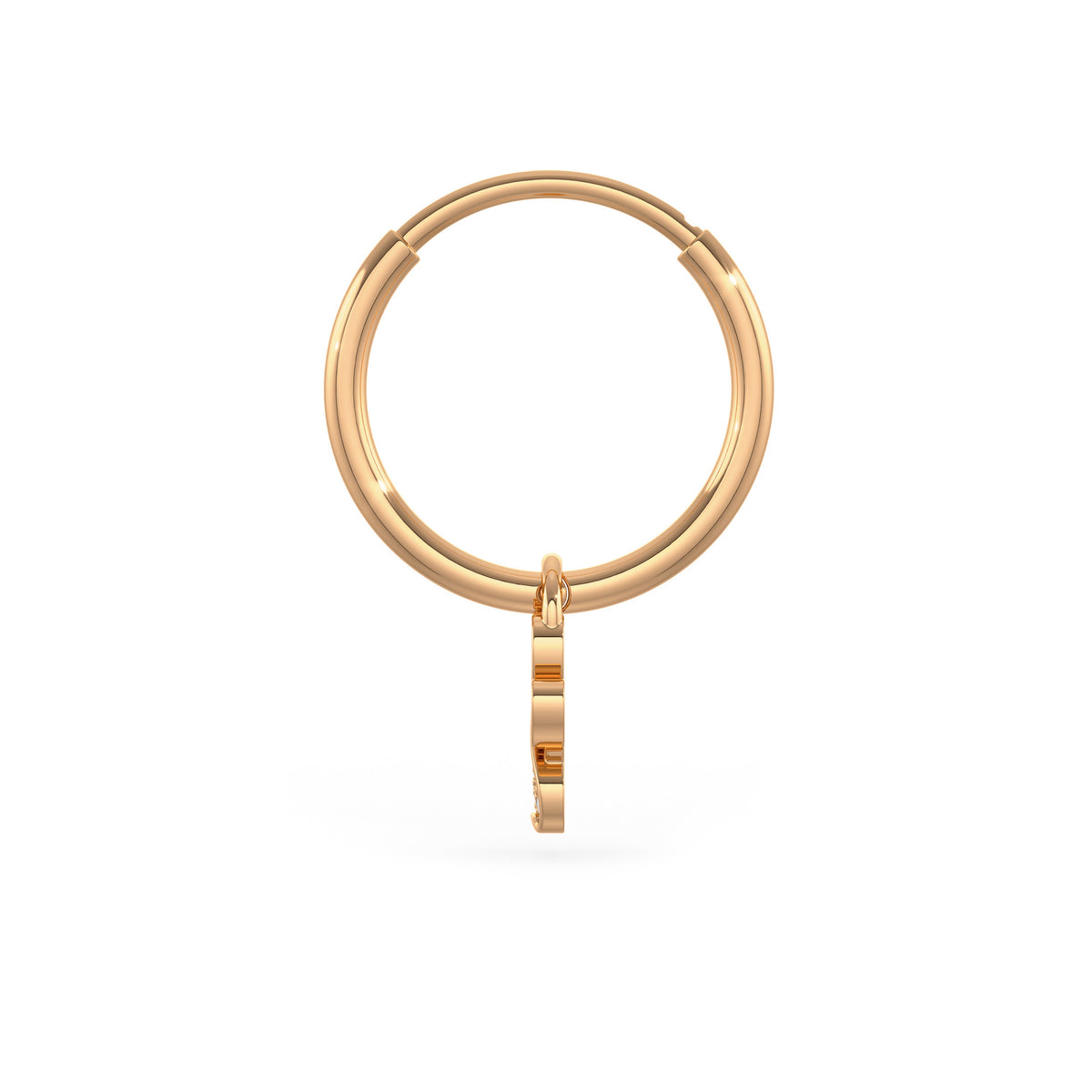 Diamond Paw Charm Hoop Earrings Rose Gold