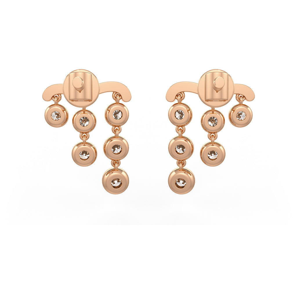 1ct Diamond Earrings in 18ct Rose Gold Raindrops Studs One Carat Drops