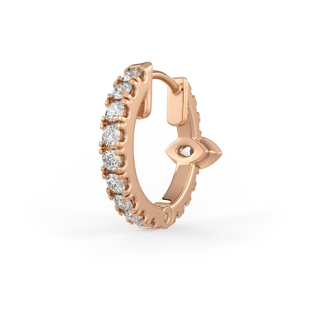 18ct Rose Gold Full Eternity 12mm Diamond Hoop Earrings 0.50ct Marquise solitaire (Singular) Cartilage or Lobe