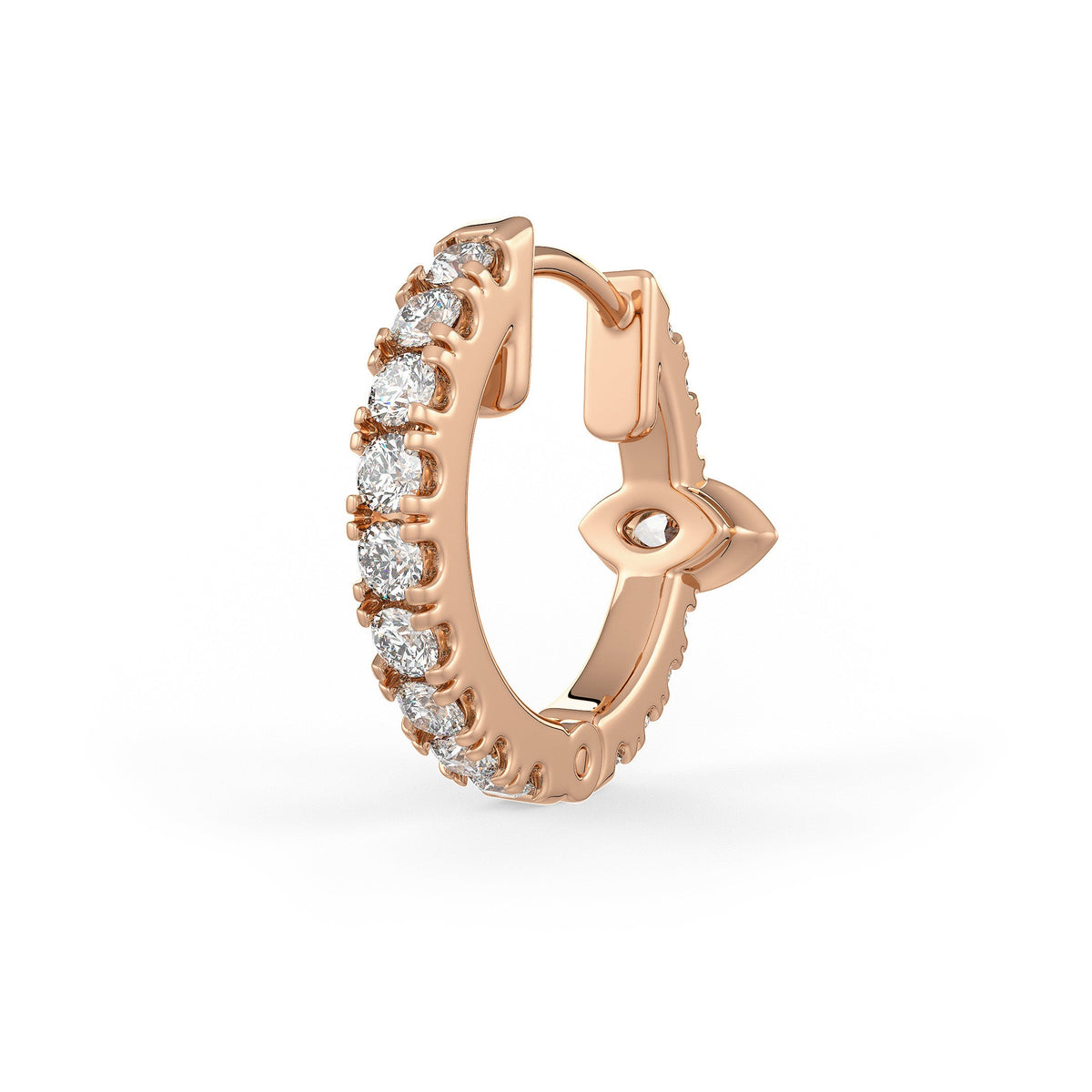 18ct Rose Gold Full Eternity 12mm Diamond Hoop Earrings 0.50ct Marquise solitaire (Singular) Cartilage or Lobe