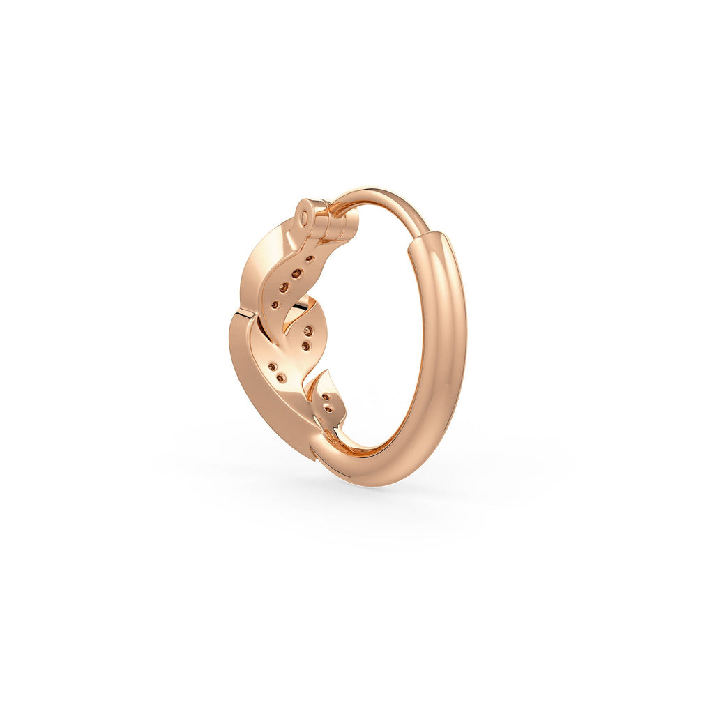 Stylish gold nose hoop with diamonds