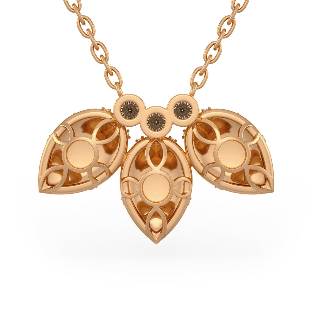 Collier en or rose 18 carats serti de diamants de 1,20 ct et orné de pétales de nénuphar.