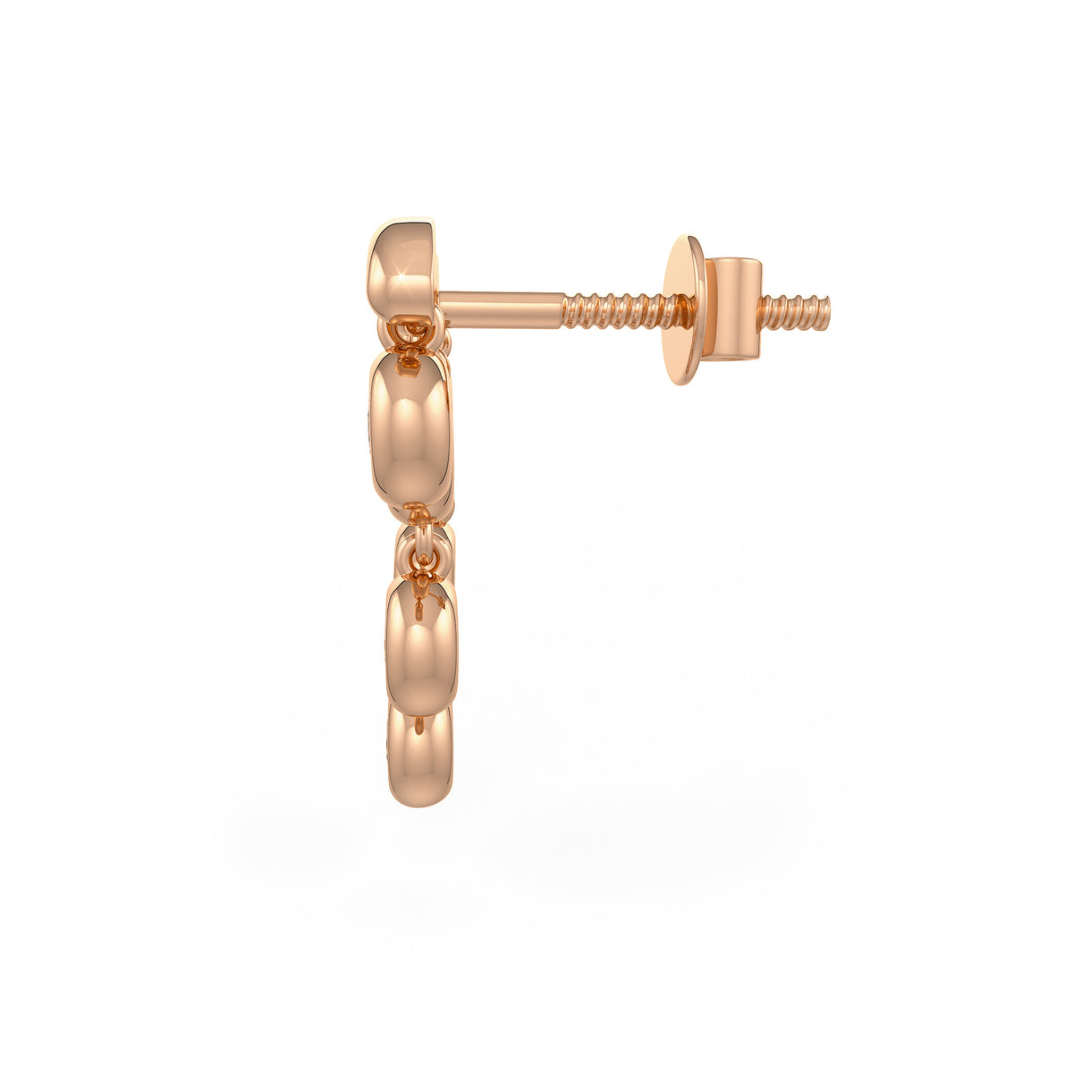 Boucles d'oreilles en or rose 18 carats serties de diamants 1 carat, forme goutte de pluie.