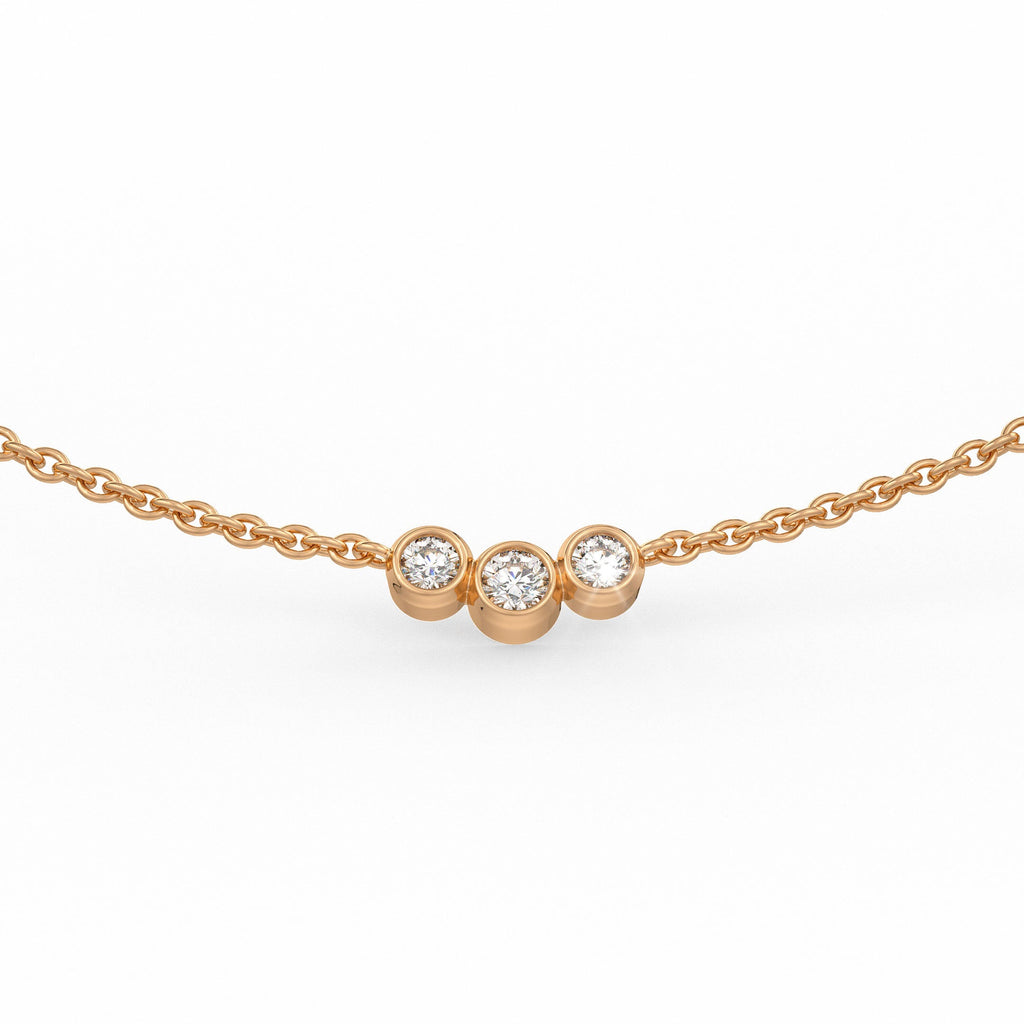 18ct rose gold necklace with 1ct diamond trilogy