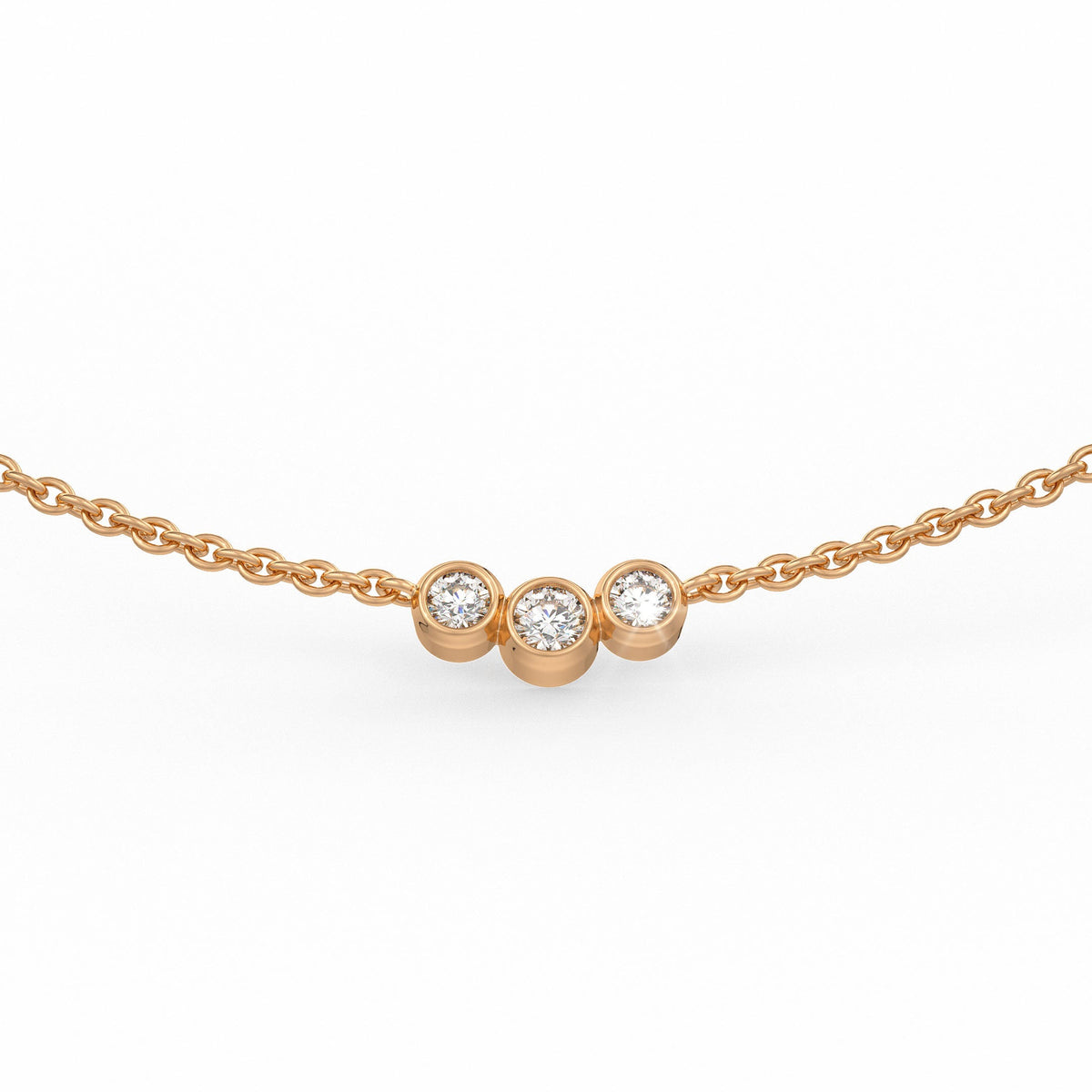 18ct rose gold 1ct diamond trilogy necklace by the yard