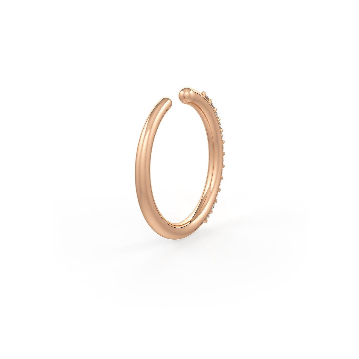 Diamond Skinny Nose Ring Eternity Hoop 18ct Rose Gold