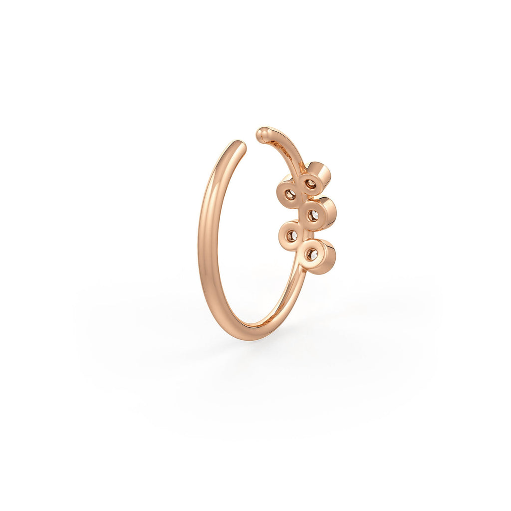 Fine diamond bubble nose jewellery in rose gold