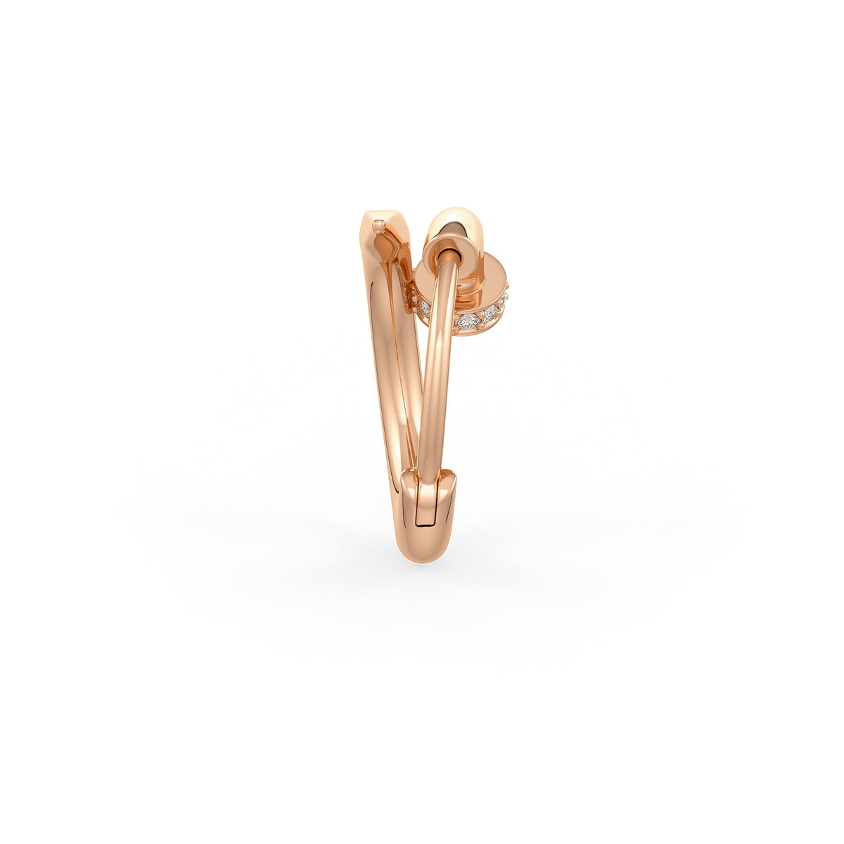 Detailed view of diamond nail inspired nose ring