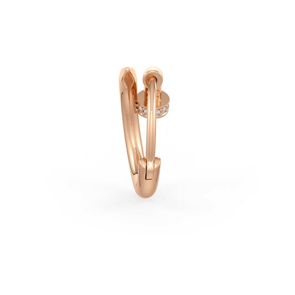 Diamond Nail Hoop Cartilage Earring 10mm in 18ct Rose Gold