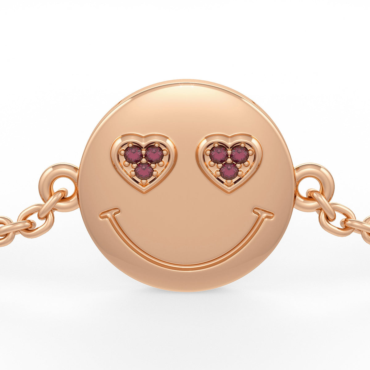 Natural Ruby Heart Emoji Bracelet in 18ct Rose Gold