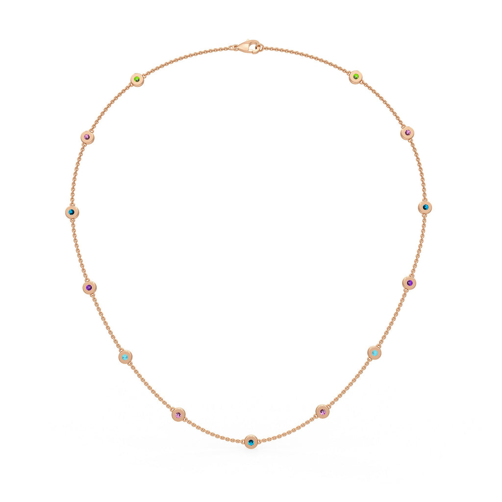 Rose gold necklace with topaz and pink sapphire