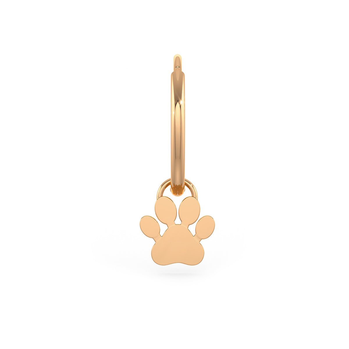 Diamond Paw Charm Hoop Earrings Rose Gold