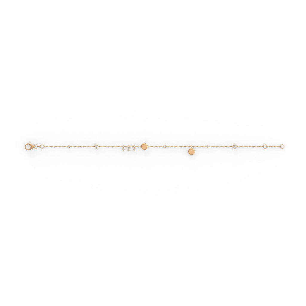 Diamond Bracelet in 18ct Rose Gold 0.22ct Charm Disc on Chain