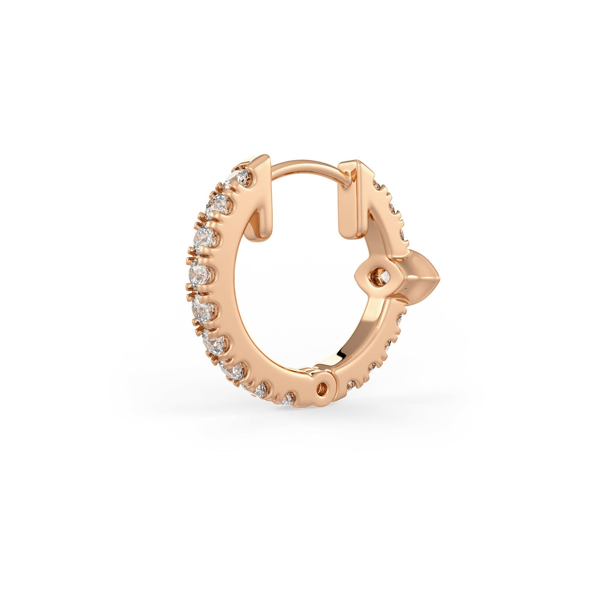 18ct Rose Gold Full Eternity 10mm Diamond Hoop Earrings 0.35ct Marquise solitaire (Singular) Cartilage or Lobe