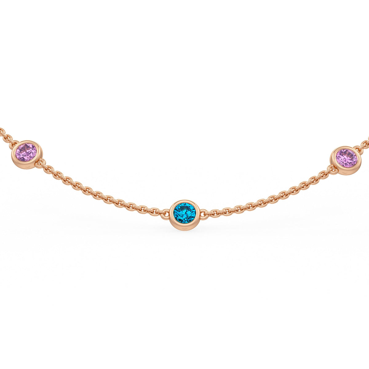 Elegant pink sapphire and topaz necklace