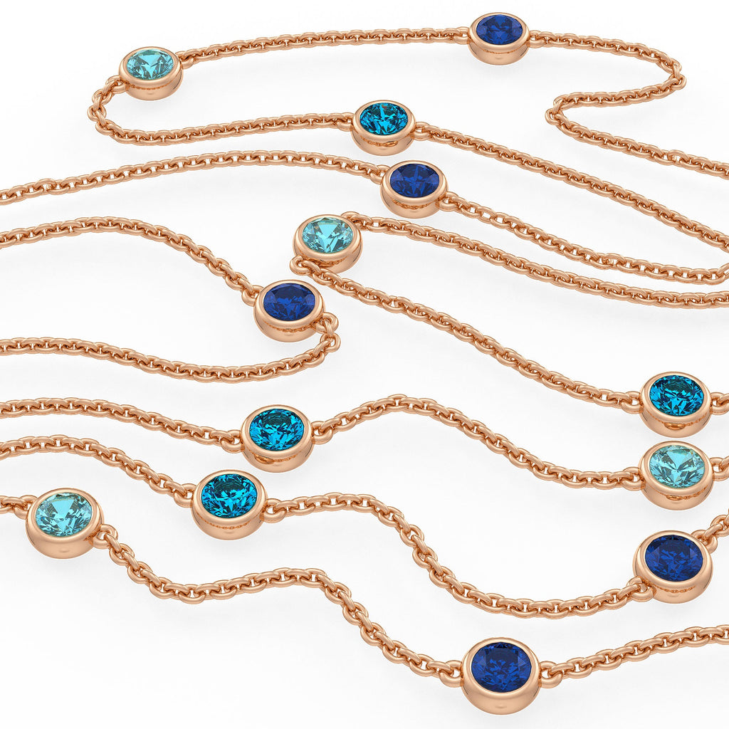 Blue necklace in solid 18ct rose gold