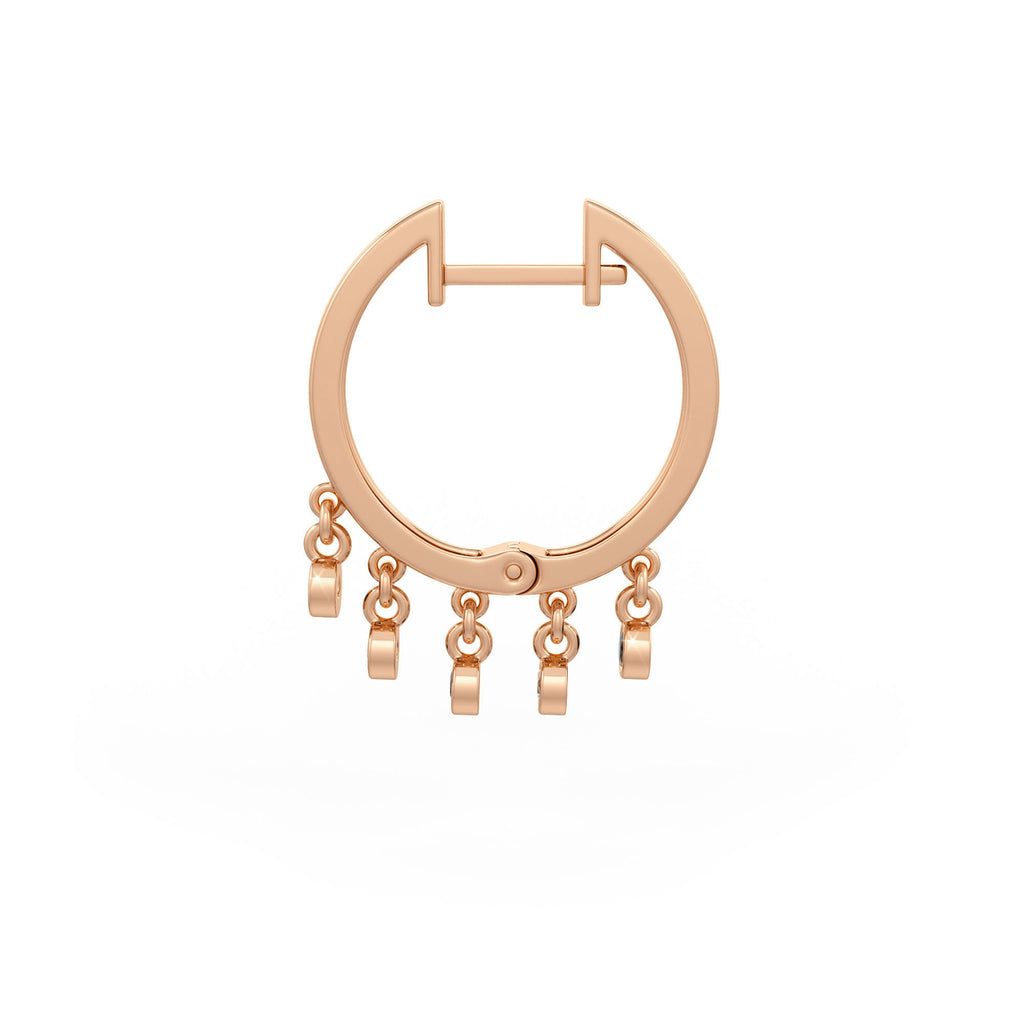 Diamond Sapphire Hoops Earrings Bezel Charms Dewdrops 18ct Rose Gold