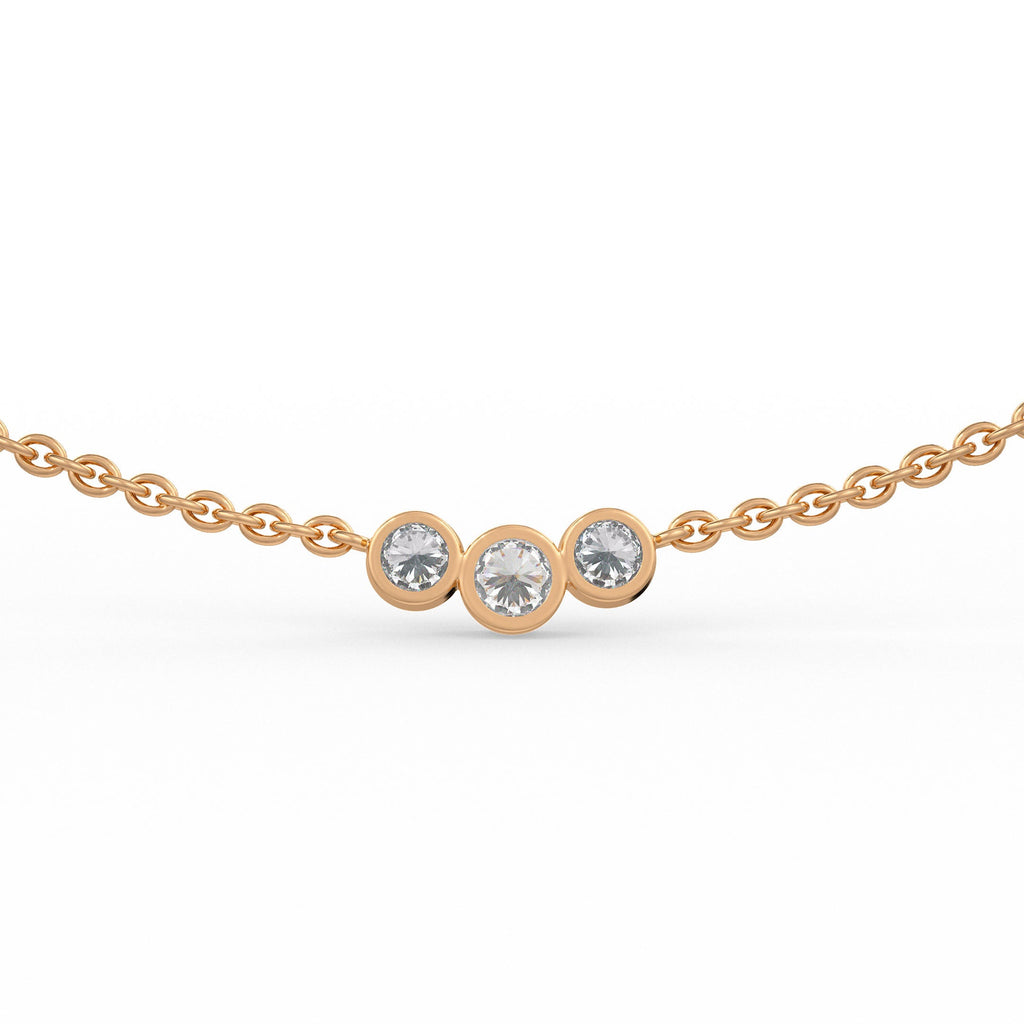 1ct diamond necklace in 18ct rose gold trilogy design