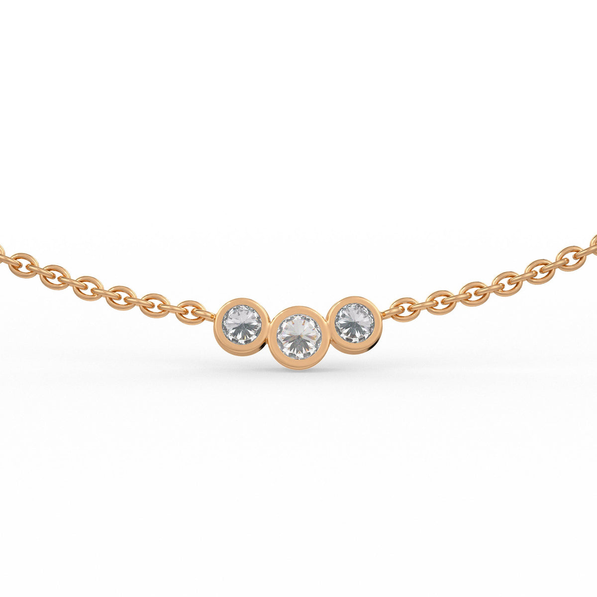 1ct diamond necklace in 18ct rose gold trilogy design