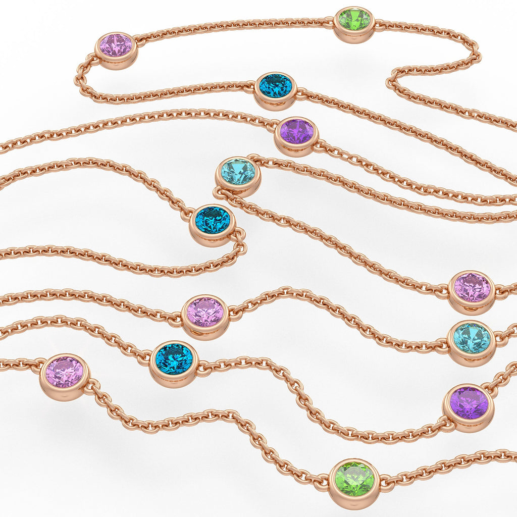 Topaz and pink sapphire necklace in 18ct rose gold