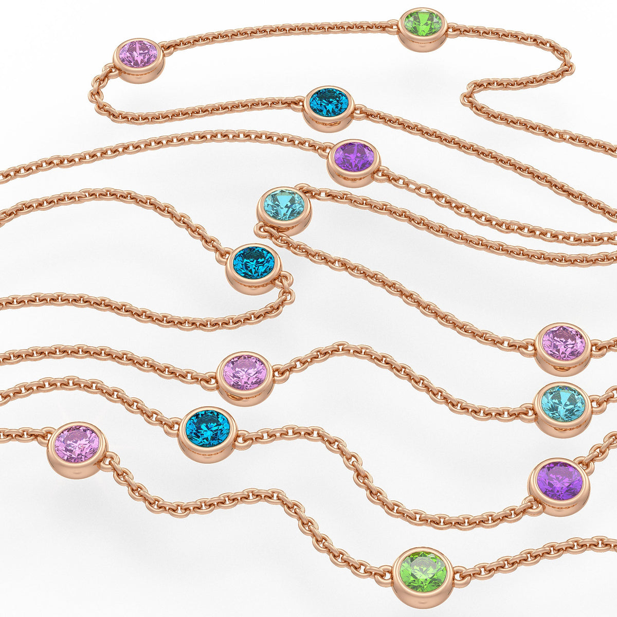 Topaz and pink sapphire necklace in 18ct rose gold