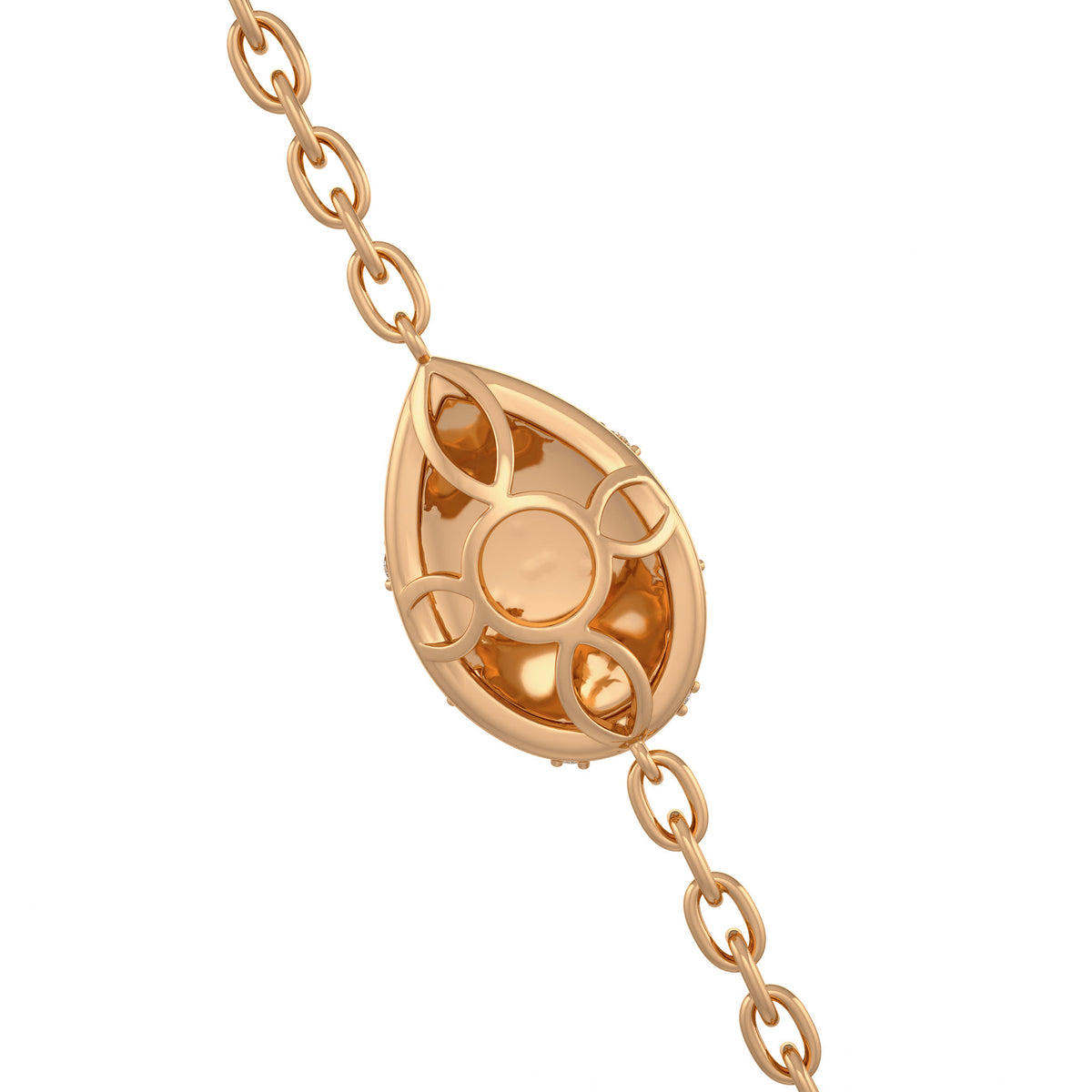 Collier en or rose 18 carats serti de diamants de 1,20 ct et orné de pétales de nénuphar.