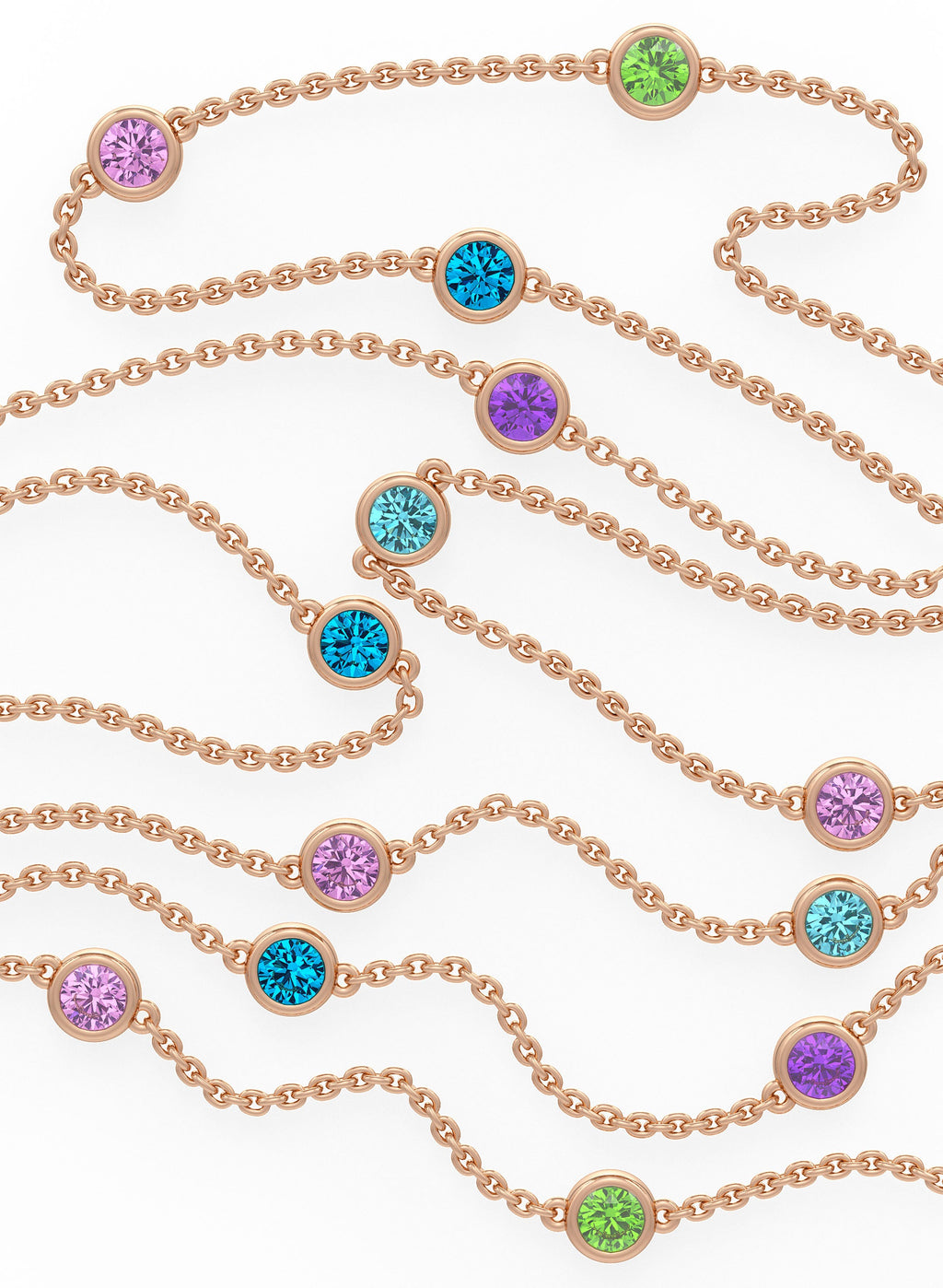 Rose gold chain with pink sapphire gemstones