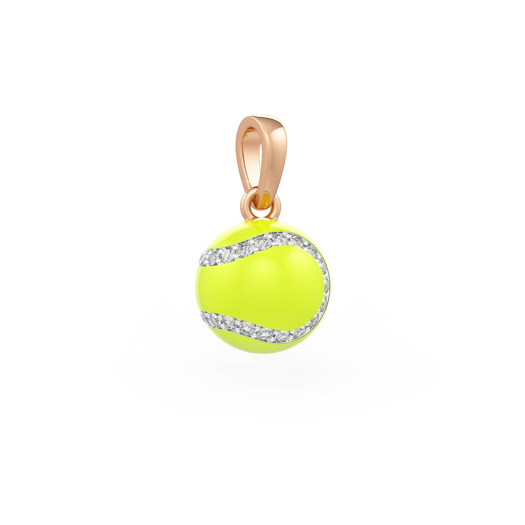 Diamond Tennis Ball Pendant in Rose Gold 0.25ct (without chain) with Enamel