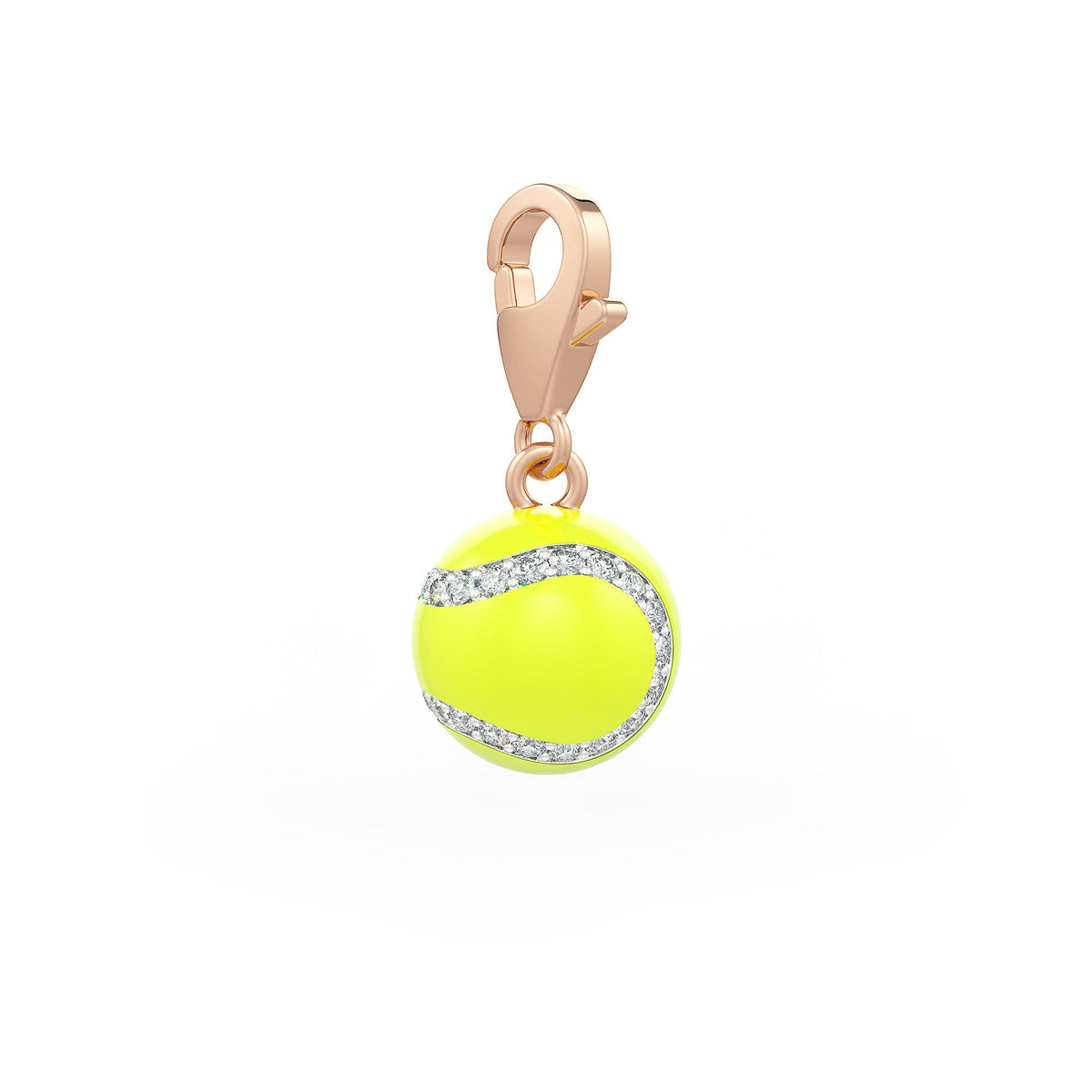 Diamond Tennis Ball Charm 0.25ct in Rose Gold Enamel