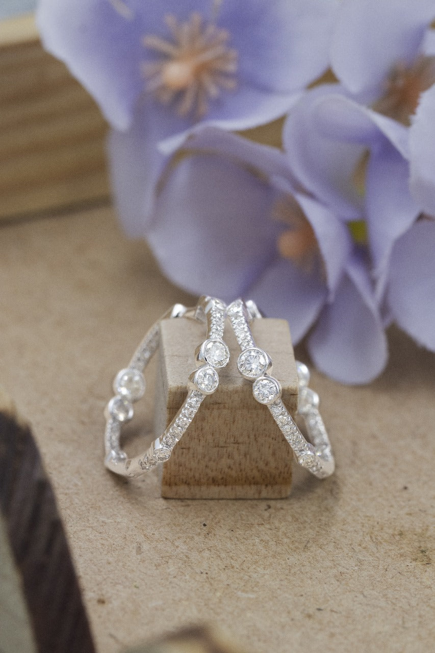 1.30ct Diamond Bubble Hoop Earrings White Gold