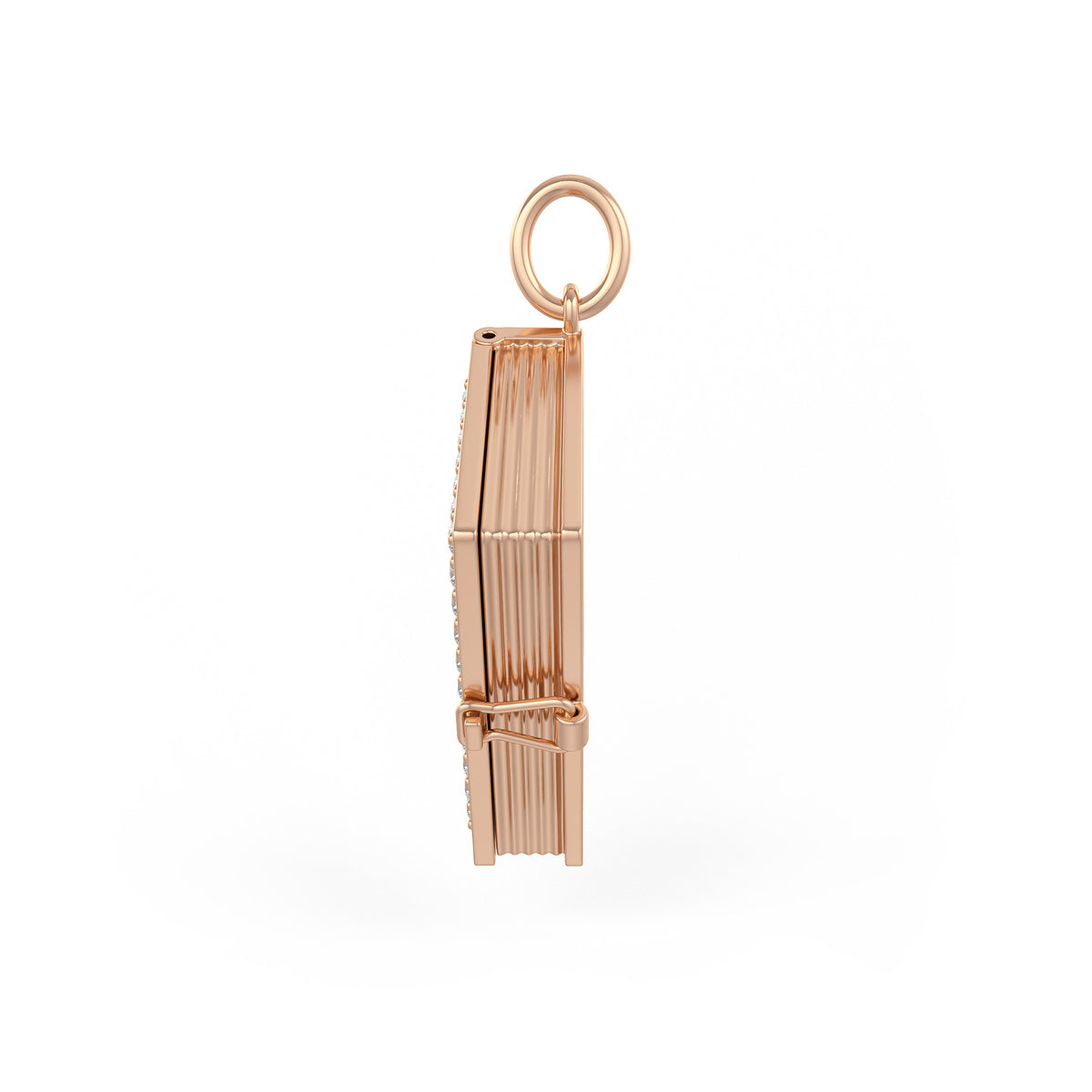 Diamond book charm locket 18ct rose gold pendant