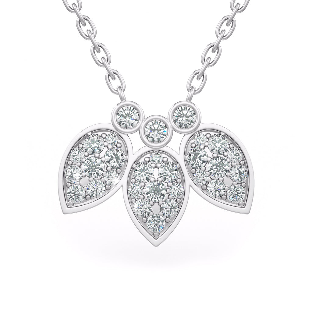 Diamond Necklace 1.40ct in 18ct White Gold Water Lily Flower Petals