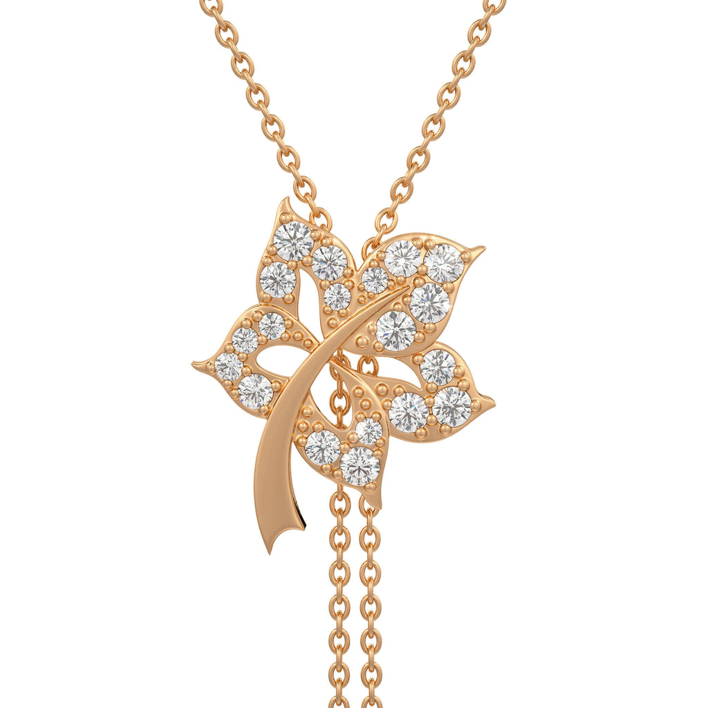 Time Capsule Diamond Flower Lariat Necklace in 18K Rose Gold