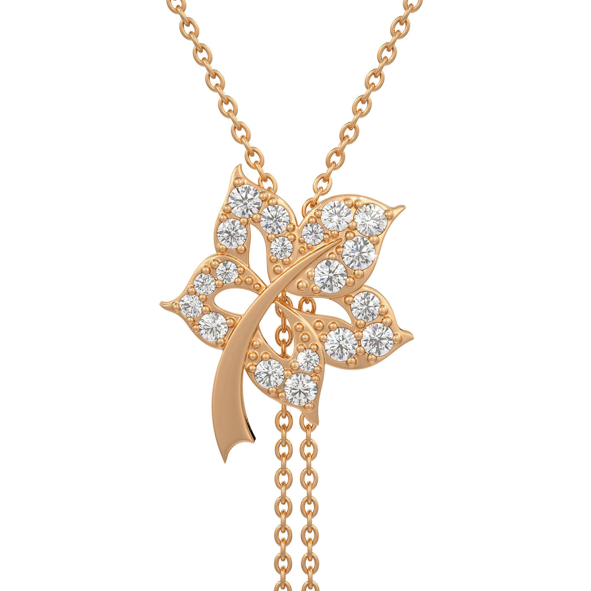  Collana Time Capsule con ciondolo a forma di fiore in diamanti in oro rosa 18 carati