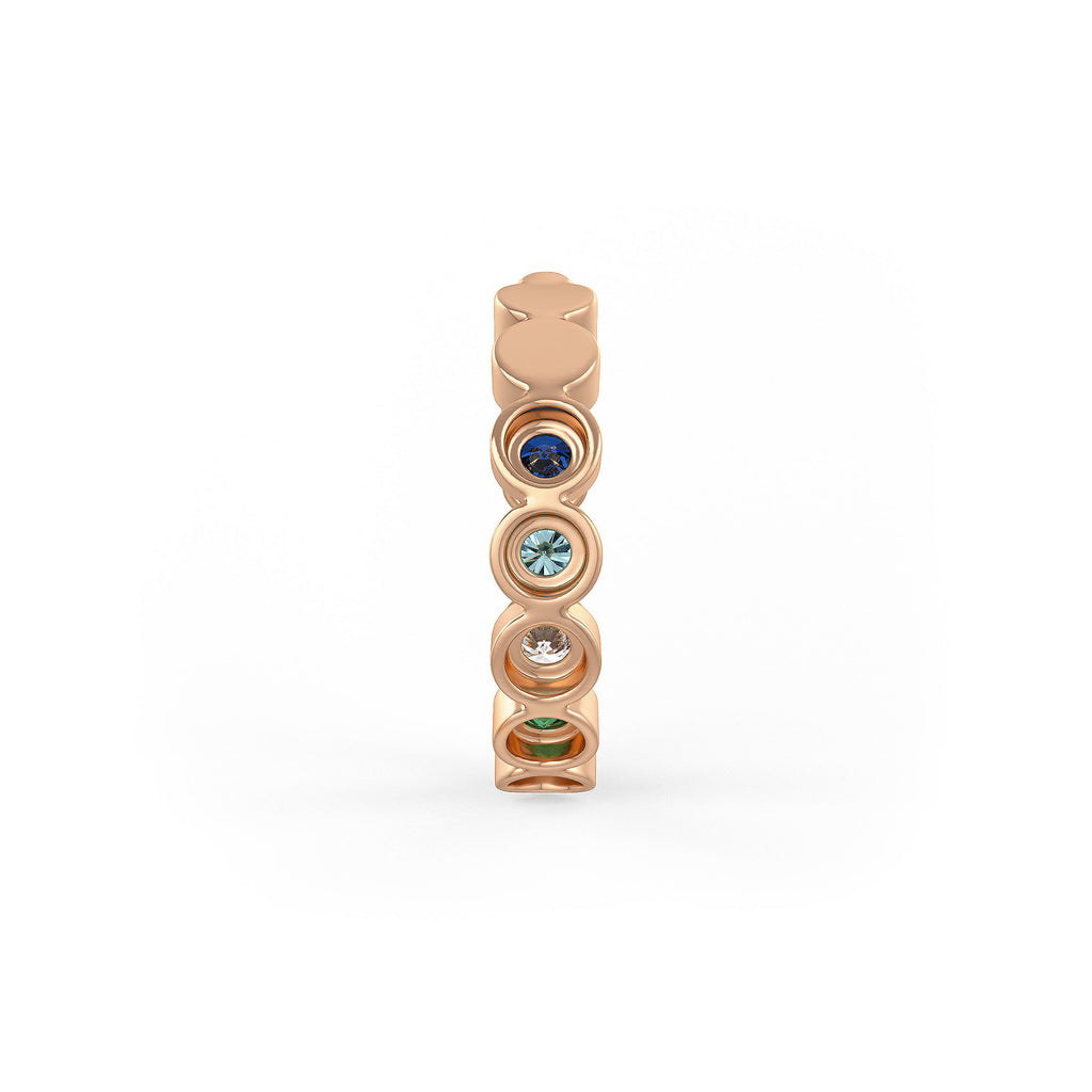Sapphire and Diamond Hoop Earrings Rose Gold