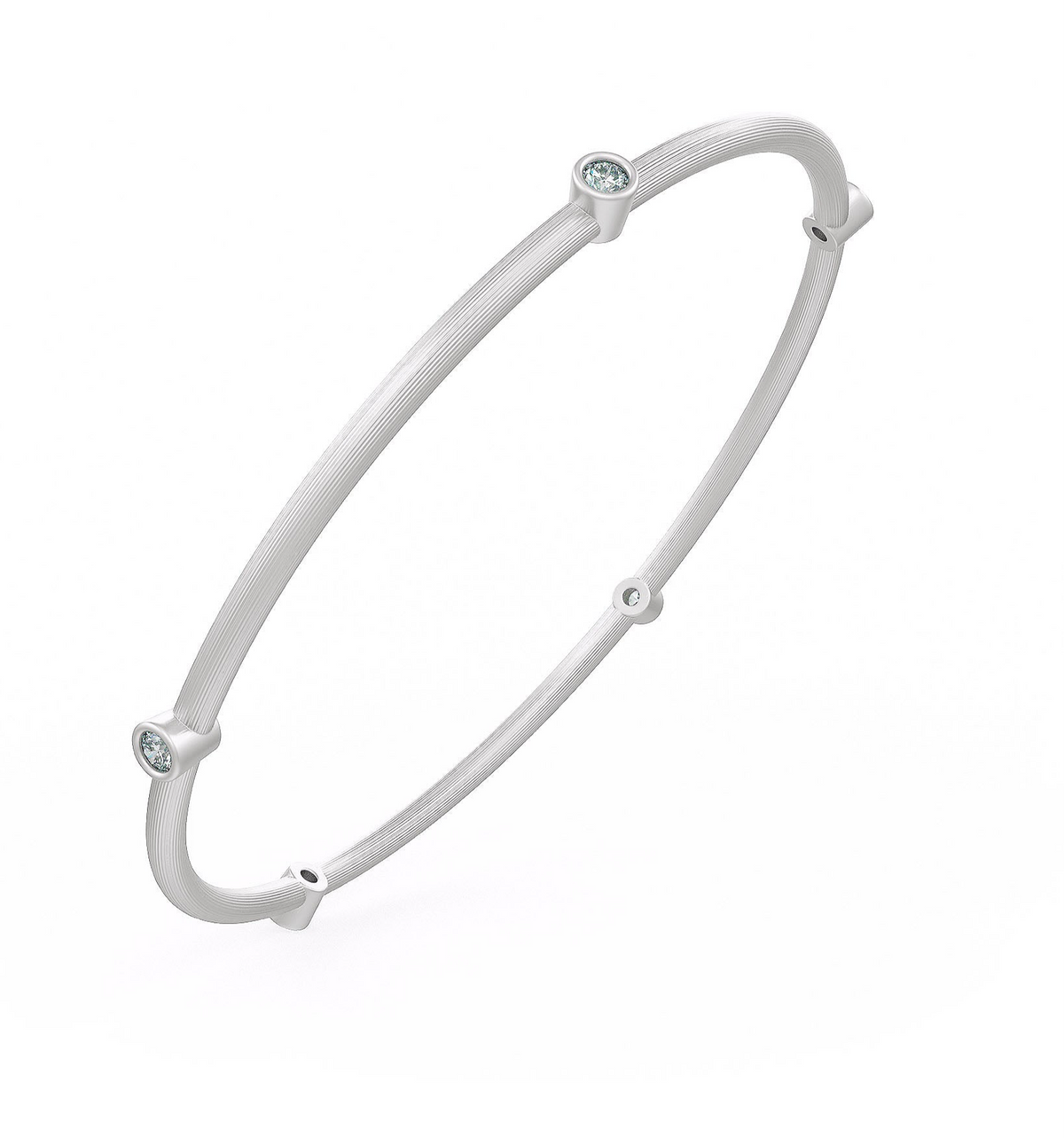 Bracelet jonc éternité Forever en or blanc serti d'un diamant de 0,51 ct