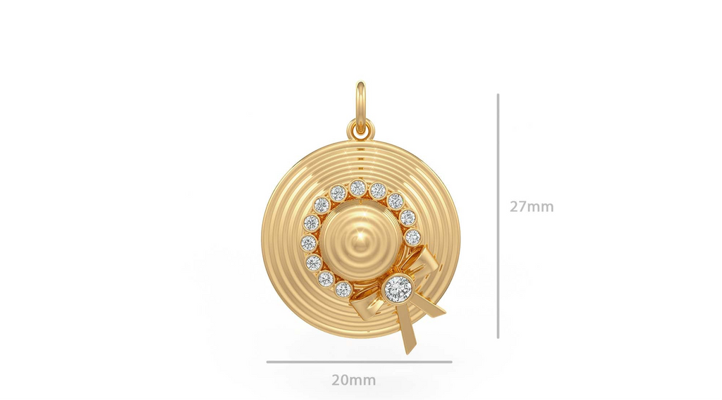Diamond Charm Hat in 18ct Rose Gold Jane Austen Homage Gold Pendant
