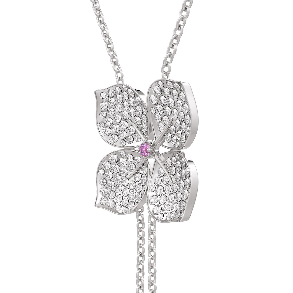 Diamond Necklace Hydrangea Flower 1.80ct 18ct White Gold