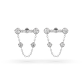 Boucles d'oreilles pendantes en or blanc avec diamants et chaîne en forme de goutte