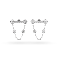 Diamond Earrings DewDrop Chain Eternity Bar in 18ct White Gold