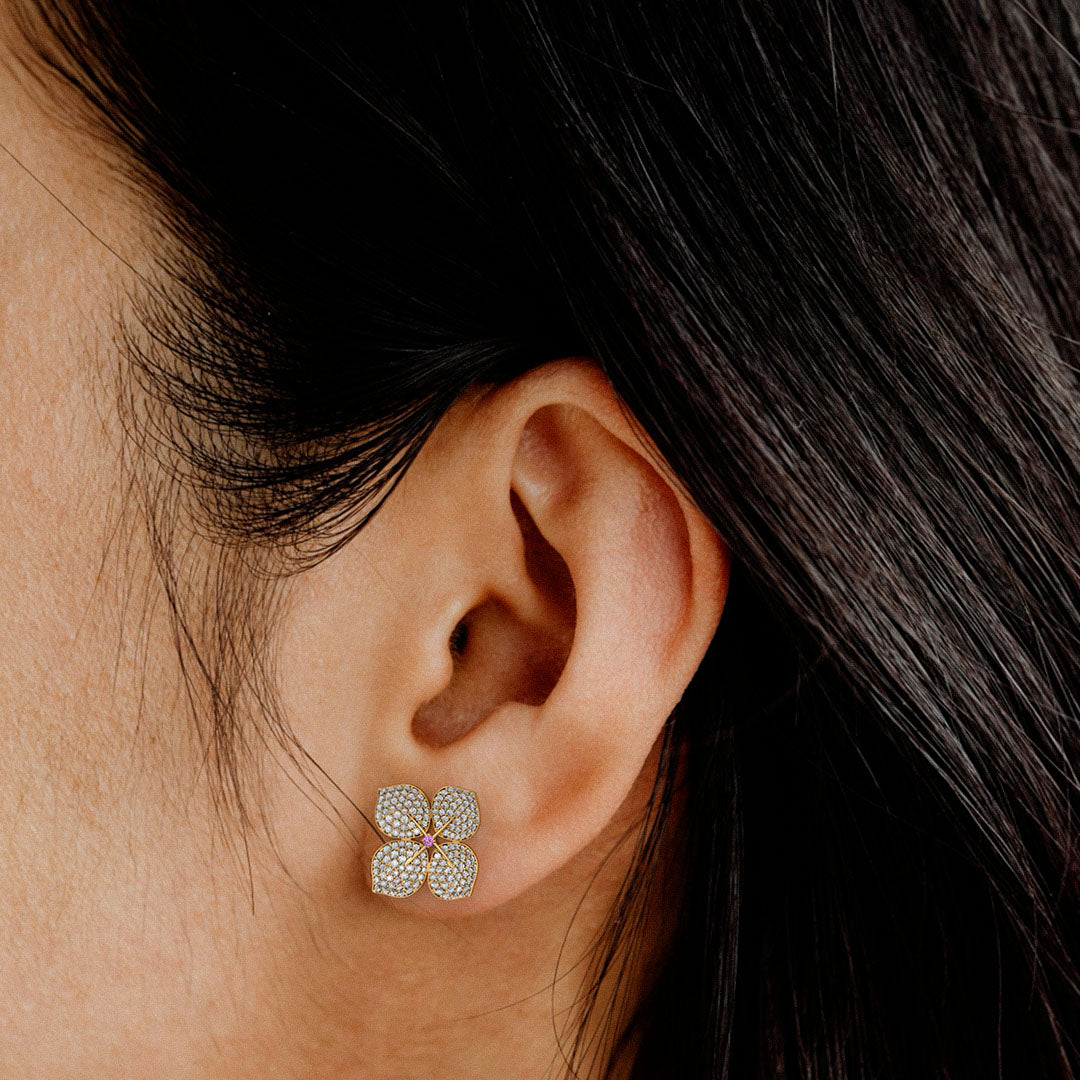 18ct rose gold diamond earring