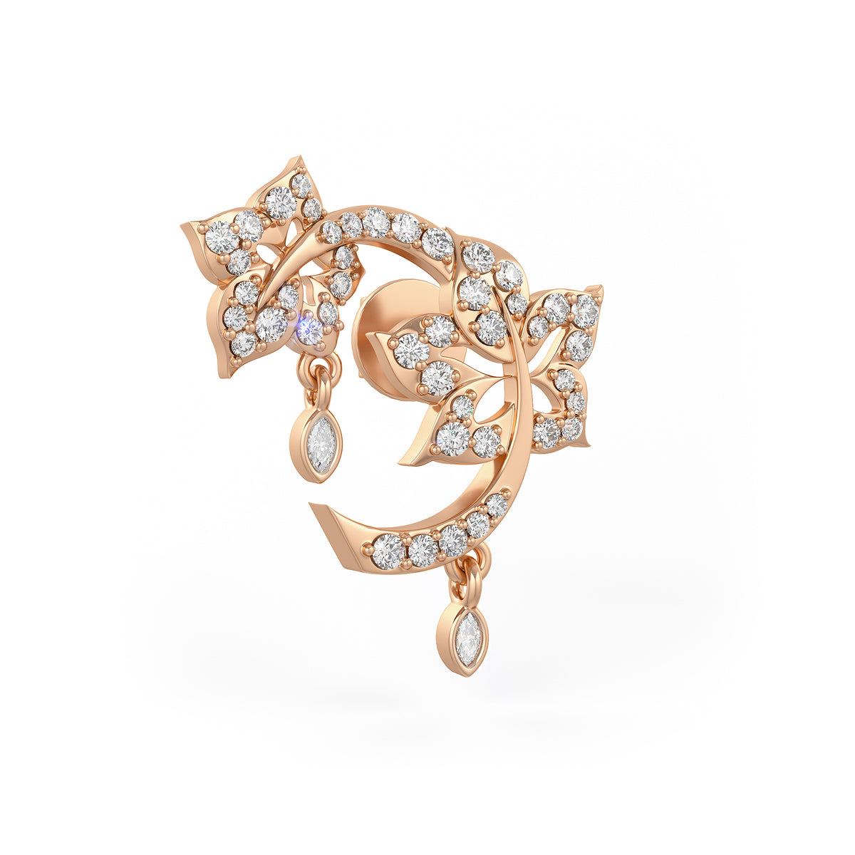 Ohrringe aus Roségold mit Diamanten in Blumenform