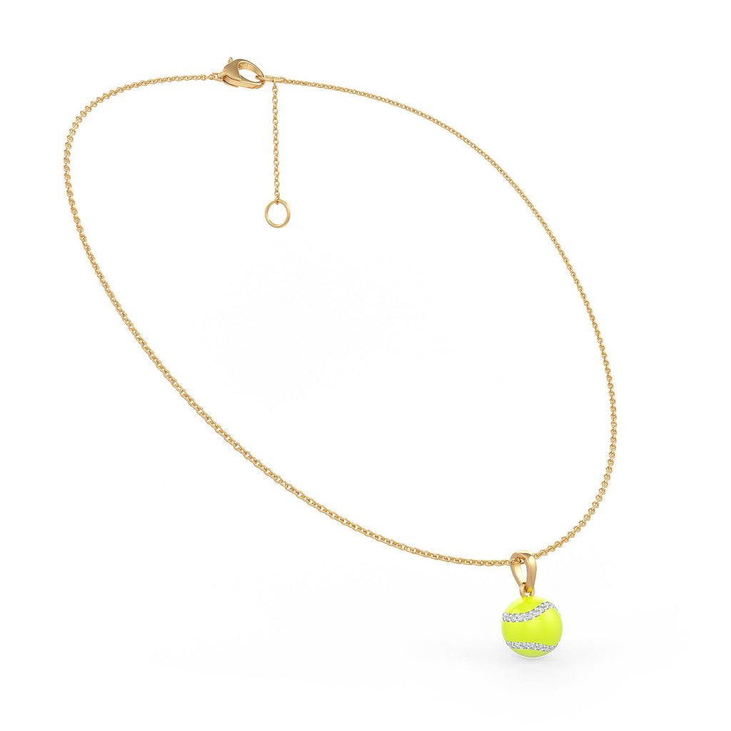 Diamond Tennis Ball Pendant in Yellow Gold 0.25ct (without chain) with Enamel