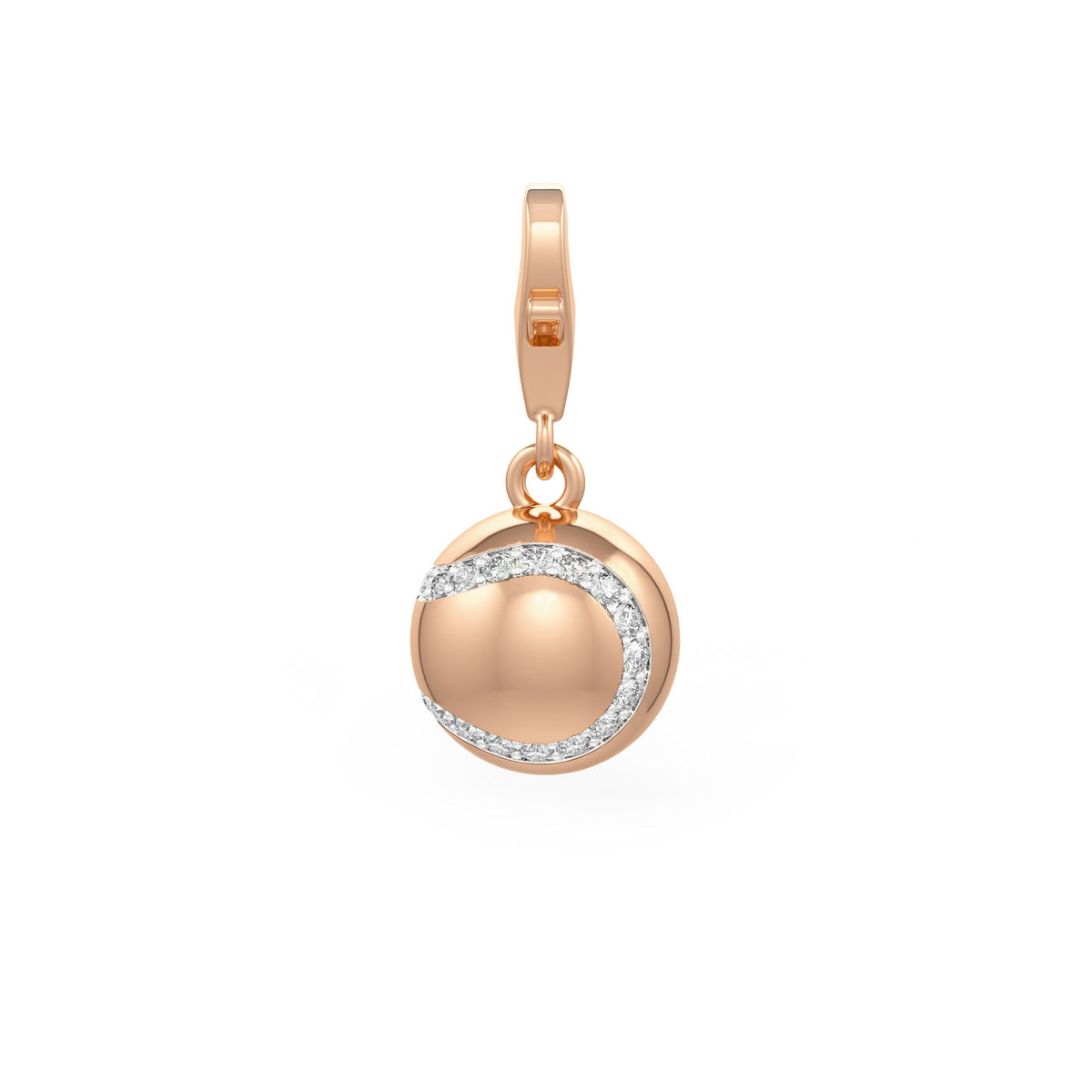Diamond Tennis Ball Charm 0.25ct in Rose Gold