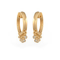 Elegant dewdrop diamond yellow gold hoops in 18ct 