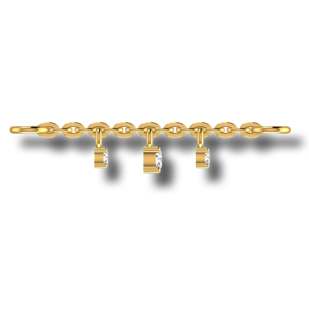 Cervin Blanc diamond connector charm chain in 18ct yellow gold, fine jewelry necklace with sparkling diamond accents.